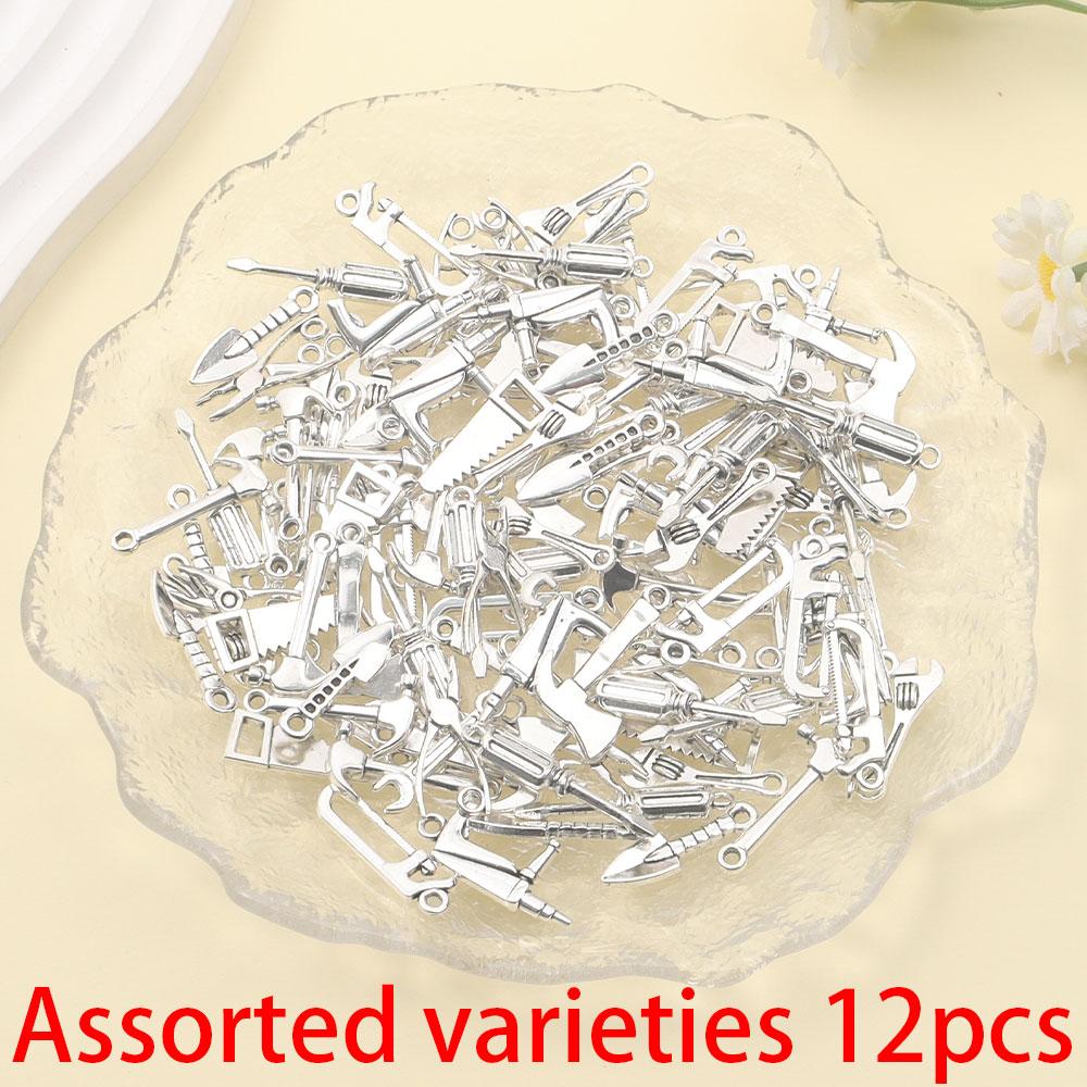 6/12/20pcs Alloy Material Tool Handle Hammer Handle Pendant Home Tool Pendant DIY Bracelet Necklace Earrings Jewelry Making Accessories