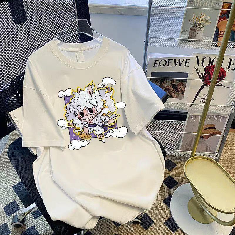 Labubu oblečení kreslené s krátkým rukávem chlapci a dívky letní ležérní tričko topy