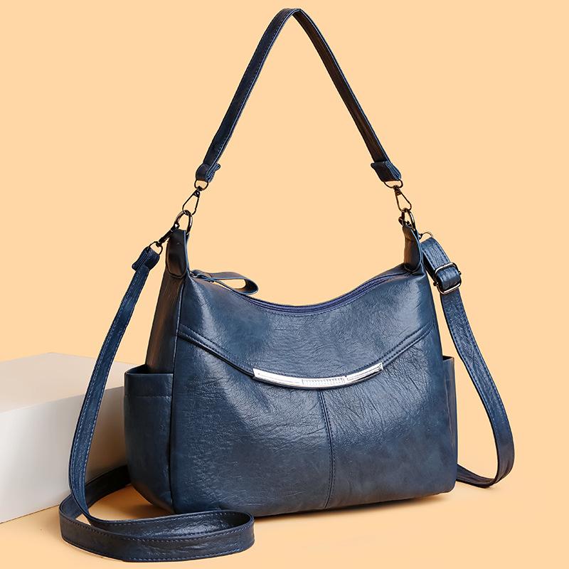 Retro single shoulder armpit bag large capacity tote bag women's soft leather oblique span bag women's versatile high-end mother bag