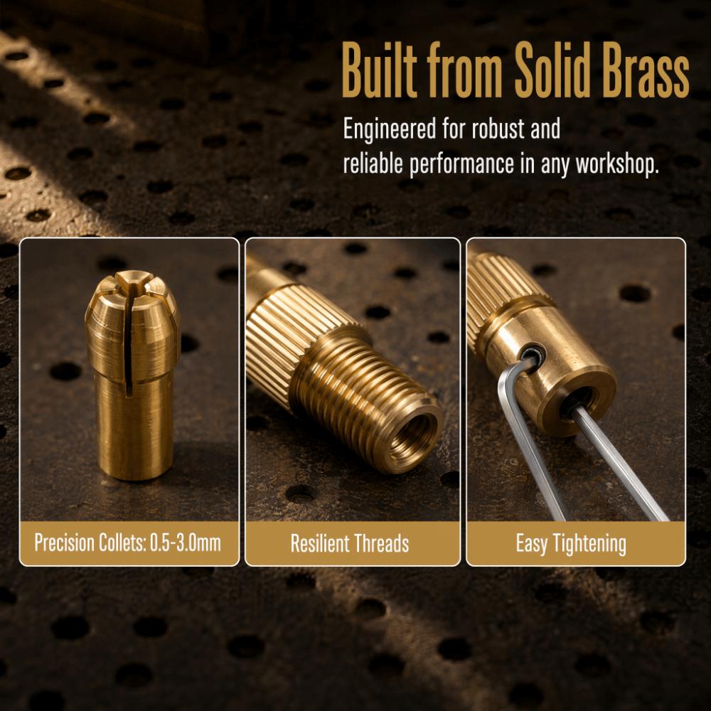 3 sets 0.5-3mm Capacity Brass Drill Chuck 4 Jaw Electric Drill Chuck  For Rotary Tools