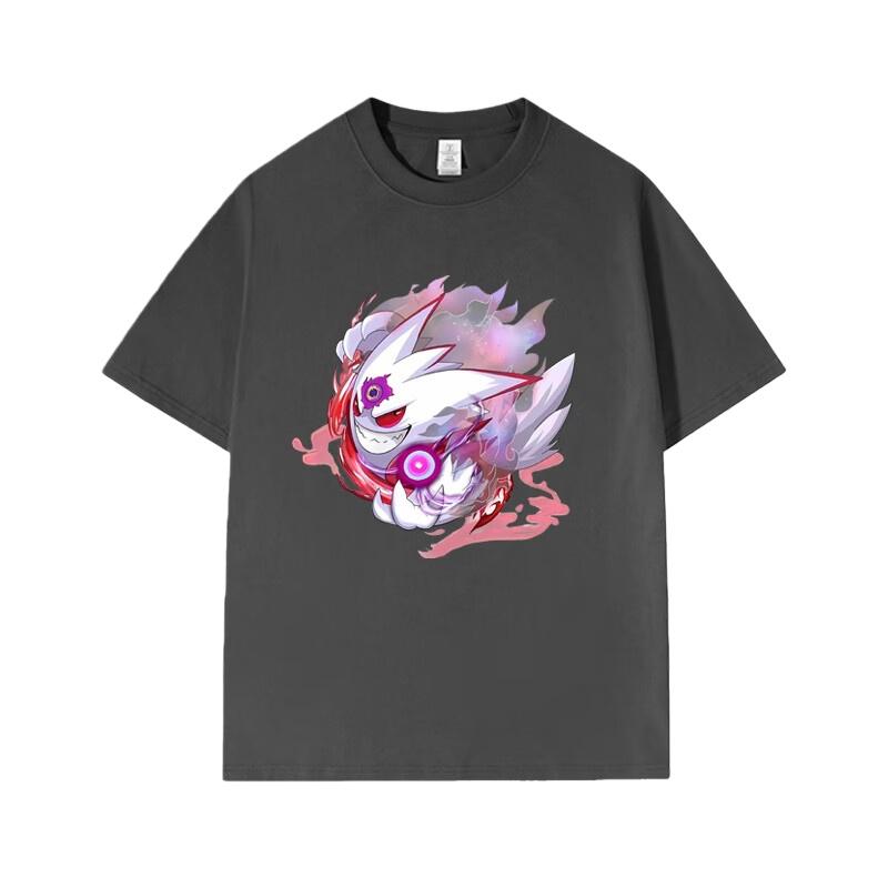 Pokémon Anime Gengar Printing Oversized Cotton Tshirt Men and Women Comfortable Fashion Y2K Childrens Clothing Summer Tshirt