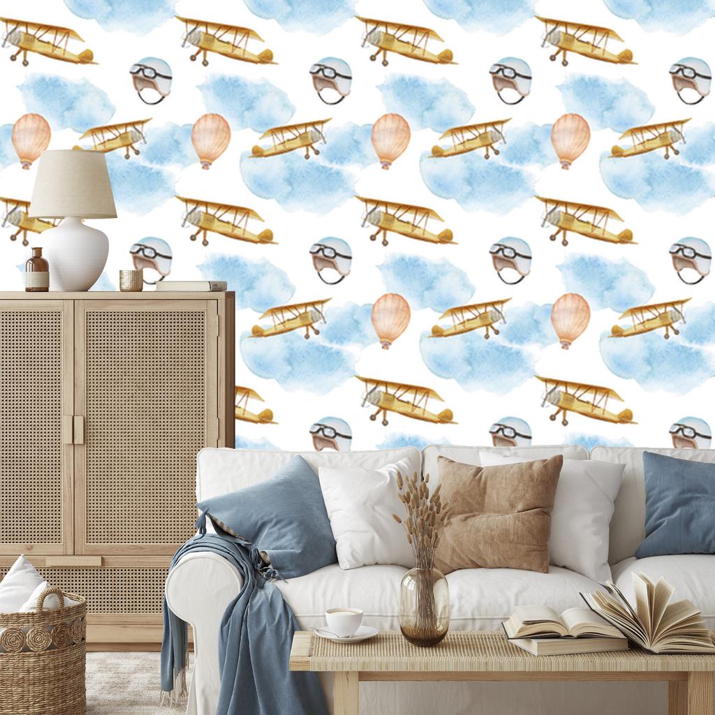 Planes and Balloons Wallpaper for Living Room and Bedroom 50x1000