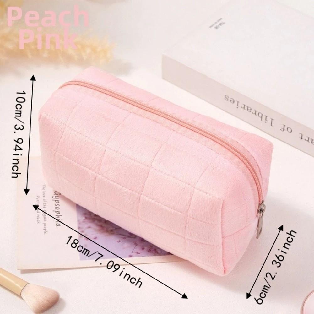 Minimalist Plaid Makeup Bag Zipper Closure Travel Toiletry Bag Cosmetic Bag Students