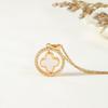 Shell Double-sided Micro Inlaid Four Leaf Grass Pendant Titanium Steel Necklace, the Best Gift for Girls