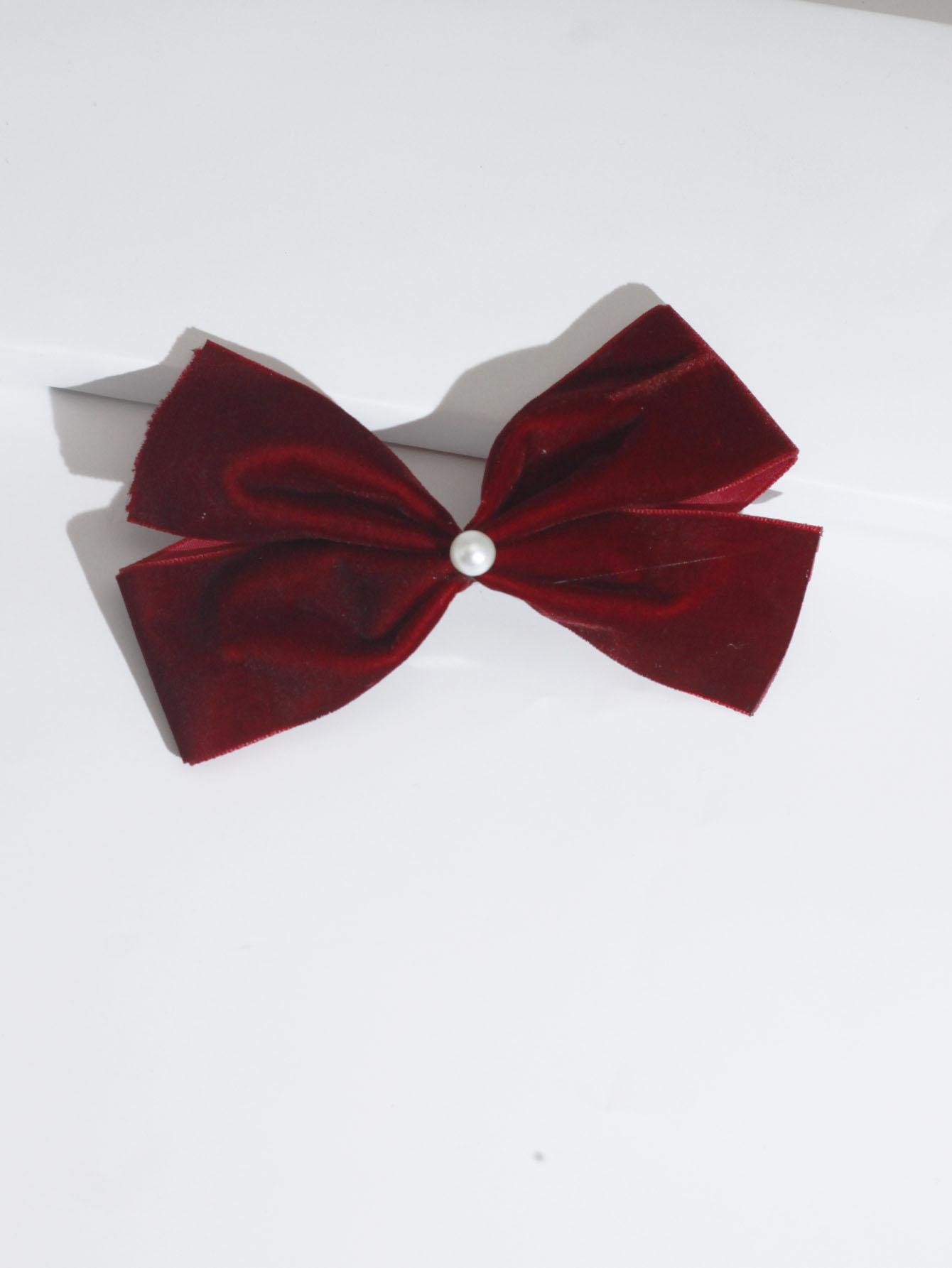 

Lystrfac Женская бархатная заколка для волос с жемчужным бантом, модная корейская заколка-автомат с лентой, заколка-уточка, аксессуары для волос