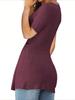 Women's V Neck Knot Front Blouse Short Sleeve Oversized Solid Summer Tunic T-Shirt