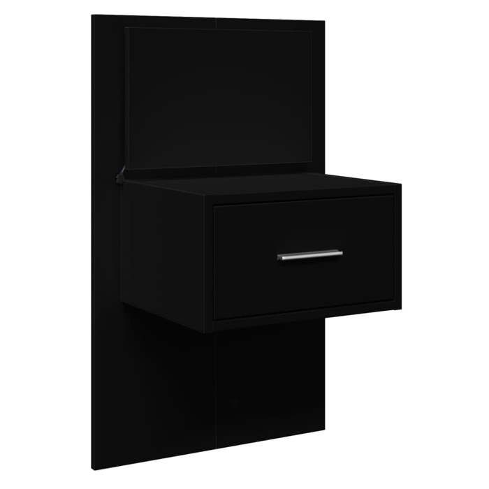 VidaXL Table de chevet murale avec lumières LED noir, armoire, armoire d'appoint, armoire de chevet, table de chevet, meuble 848159