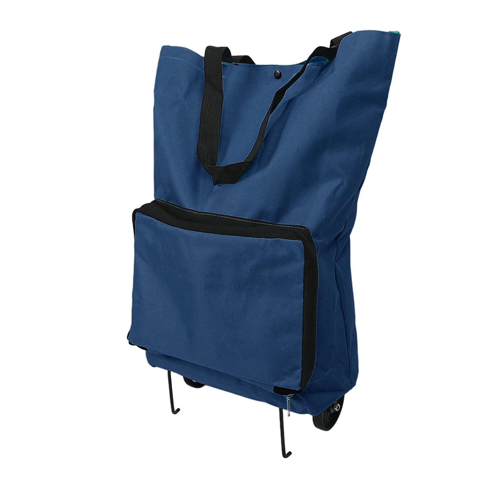 

Складная сумка для тележки на молнии, многоразовая, большая вместимость, портативная сумка из ткани Оксфорд для продуктовой тележки с синий