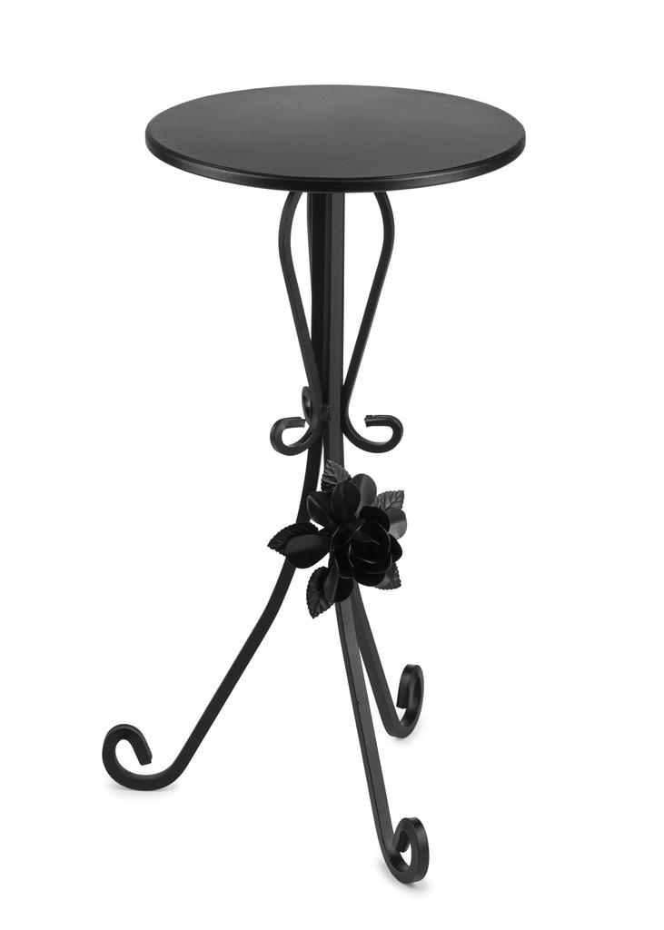 Kwietnik Metalowy Czarny Z Różą 55 Cm