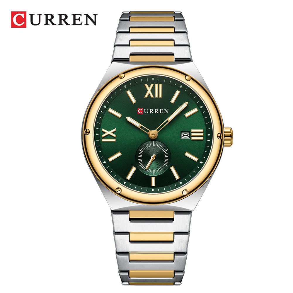 CURREN Luxury Watch Business Waterproof Male Clock Luminous Date Stainless Steel Square Quartz Men Watch Casual Business Wristwatch