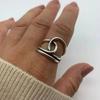 Simple Creative Retro Line Cross-wrapped Ring for Women Personalized Old Irregular Zircon Party Gift Accessories