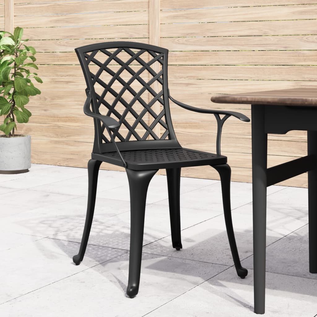 Vidaxl Garden Chairs, 6 Pcs, Cast Aluminium, Black