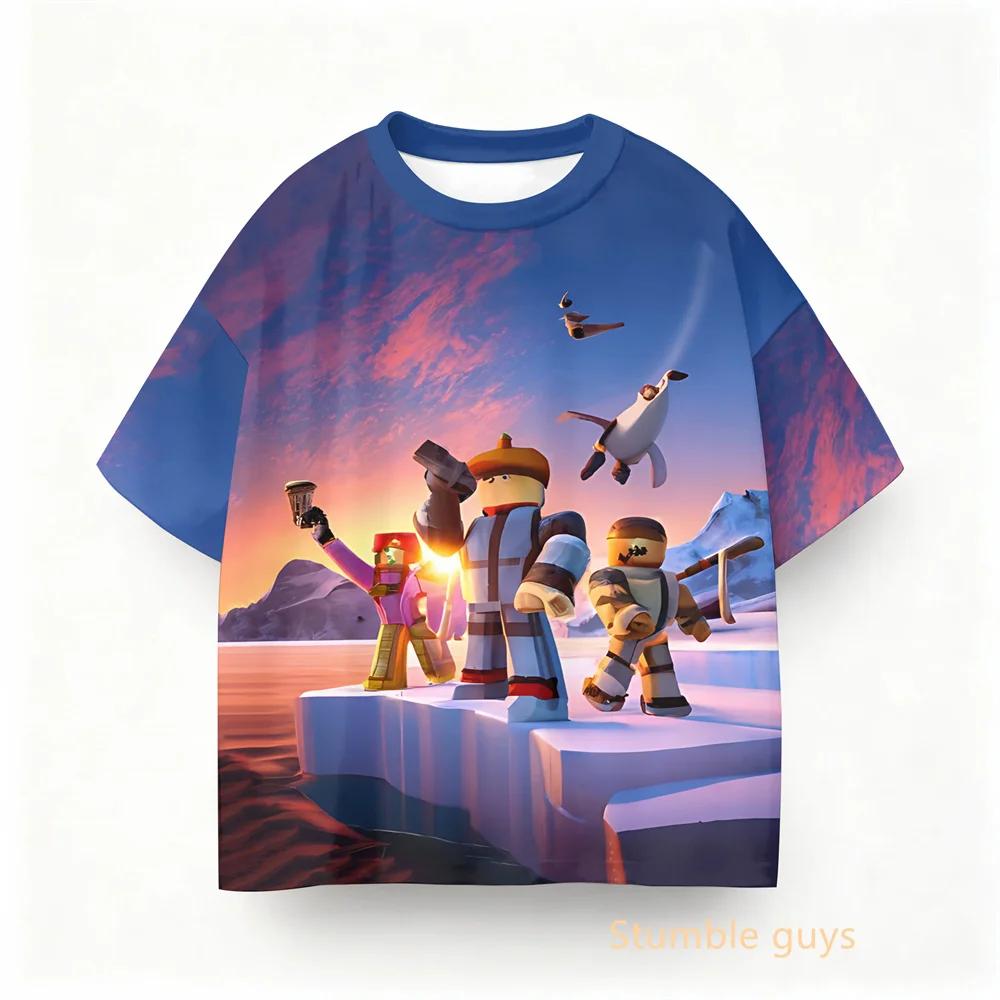 Boys Clothes Girls Kids Roblox Summer Daily T-shirt Anime Game