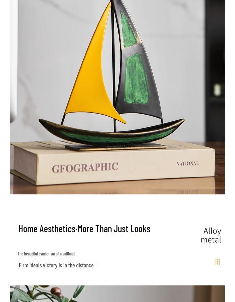 Retro Sailboat Model Ornament: Luxurious Decor for Living Room, Office, or Cabinet