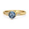 London Blue Topaz Classic Solitaire with Accent CZ Ring - 925 Sterling Silver Gold Vermeil