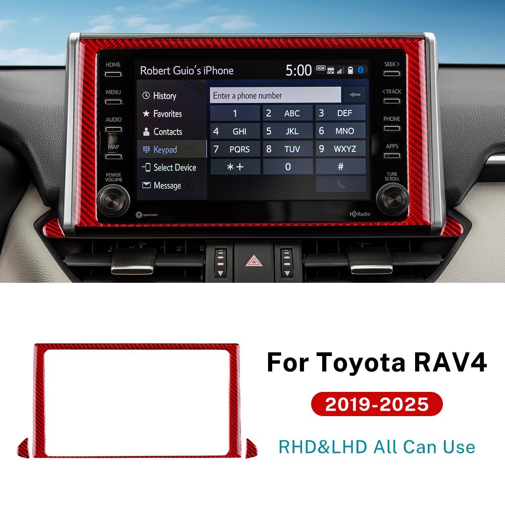 Für Toyota RAV4 XA50 2019 2020 2021 2022 2023 2024 2025 Echter Weicher Kohlefaser-Aufkleber LHD RHD Auto Mittelkonsole Navigationsbildschirm Zierleiste