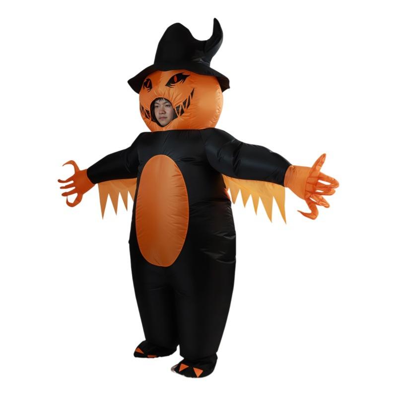 Disfraz Inflable de Calabaza de Halloween Personaje de Dibujos Animados Atrezo de Actuación Atuendo de Ambiente Festivo para Adultos Niños