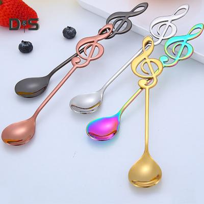 SW Stainless Steel Musical Notes Coffee Milk Stirring Teaspoon Ice Cream Spoon