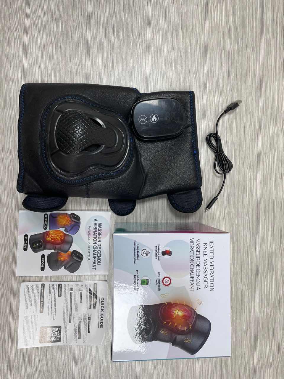 

Массажер для ног с подогревом, вибрационный наколенник, поддерживает беспроводной массаж температуры колена чёрный