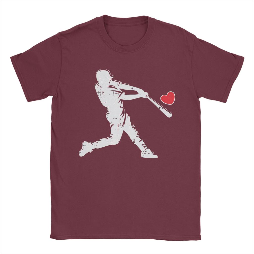 Unisexs Valentines Day Baseball Batter Silhouette Heart T Shirts  Cotton Clothing Funny Short Sleeve Tee Shirt Gift Idea TShirt
