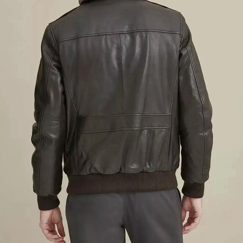 Biker Motorcycle Brown Handmade Genuine Lambskin Soft Leather Men Bomber Jacket