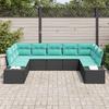 Garden Sofa Set with Cushions 9 pcs Black Poly Rattan