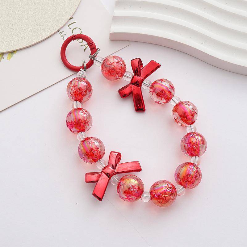 Colorful Beaded Flower Keychain, Kawaii Acrylic Flower Bag Charm with Clip