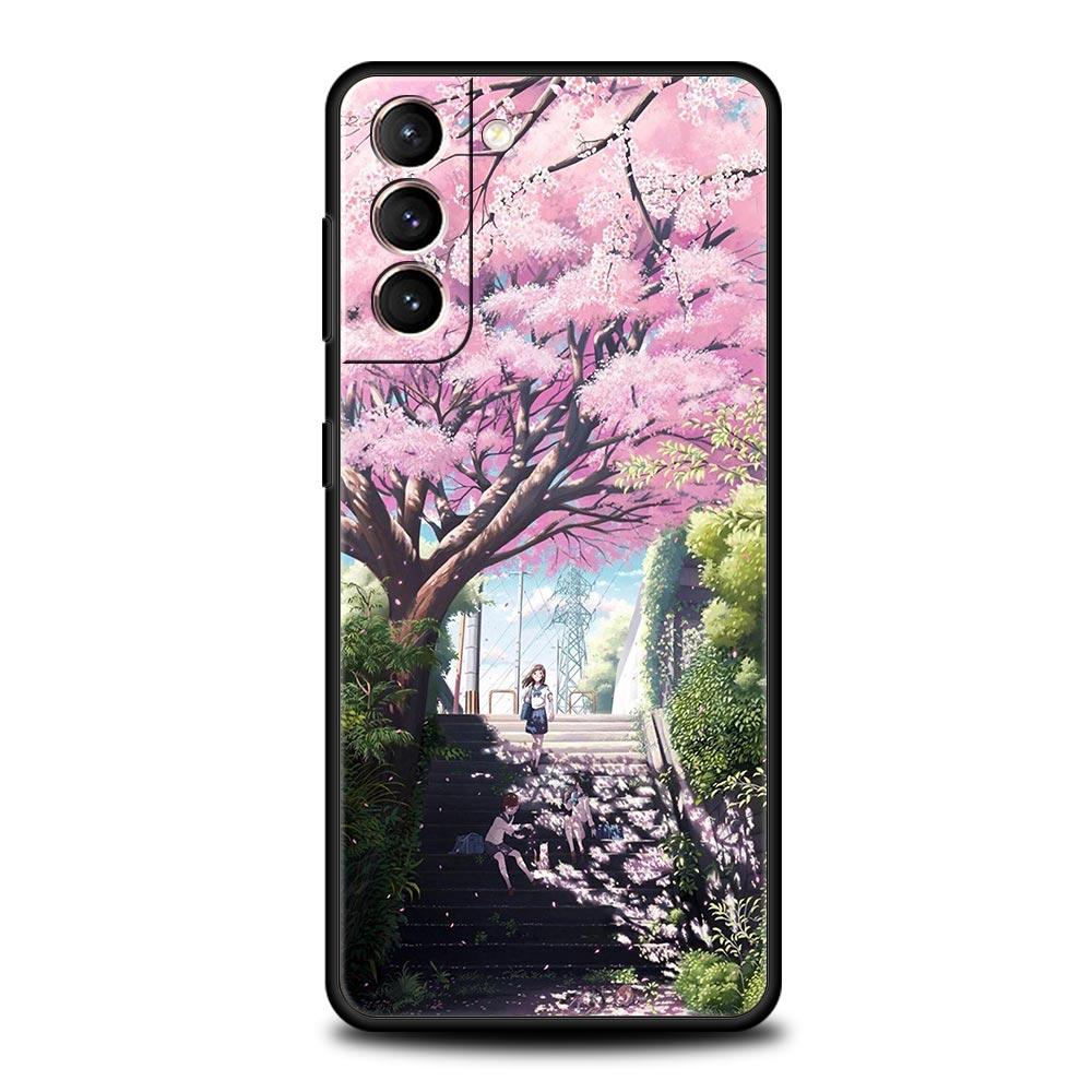 Cherry Japanese Traint Moun Fuji Phone Case For Samsung Galaxy S23 Ultra S22 S21 S20 FE 5G S10 S10E S9 S8 Plus Note 20 Cover
