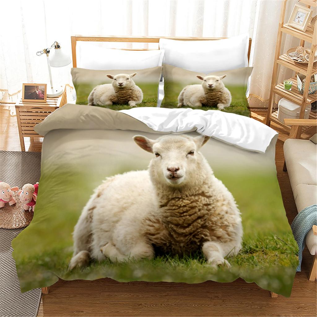 3D Printed Sheep Duvet Cover with Pillow Cover Bedding Set Single Double Twin Full Queen King Size Animal Bed Set Bedroom Decor