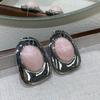 Retro Light Luxury Metal Glossy Oval Resin Gemstone Earrings Poplar Forest Fashion Temperament High-End Earrings