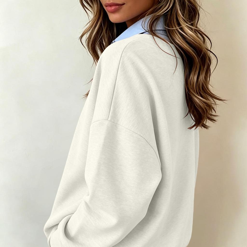 Women's Casual Color Block Collared Long Sleeve Pullover Sweatshirt for Everyday Wear