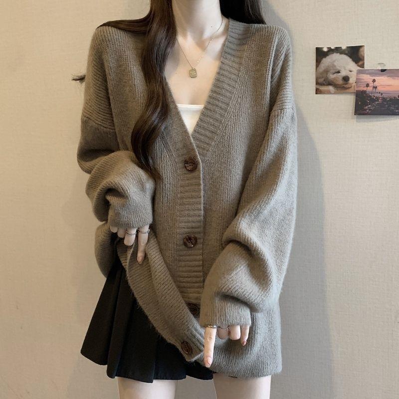 2025 autumn and winter new loose and lazy sweater jacket women s casual outer knitted sweater top women One Size