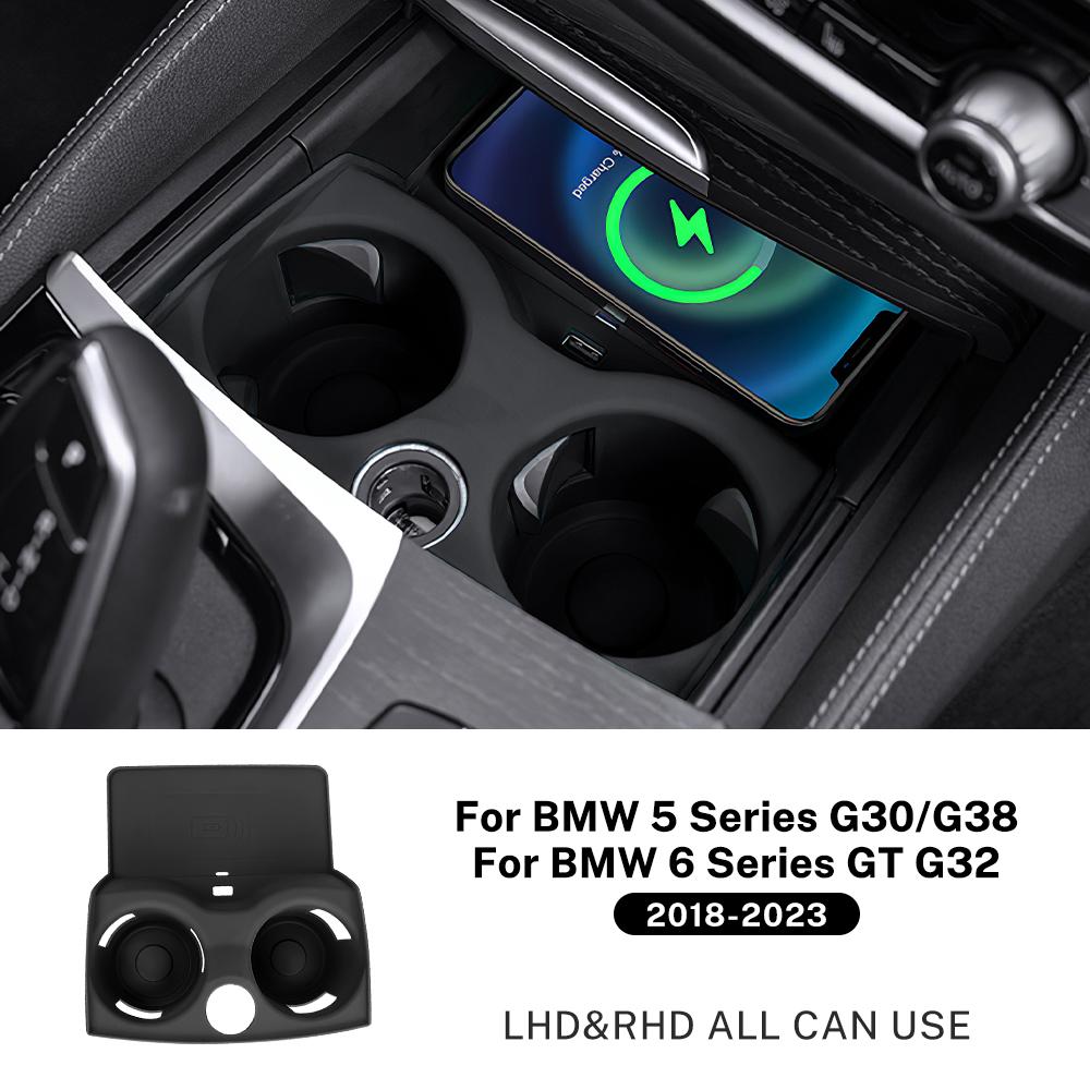 For 2018 2019 2020 2021 2022 2023 BMW 5 G30 G38 6 Series G32 6 GT Silicone Car Cup Holder Coasters Central Mat Cover Trim Pad. чёрный