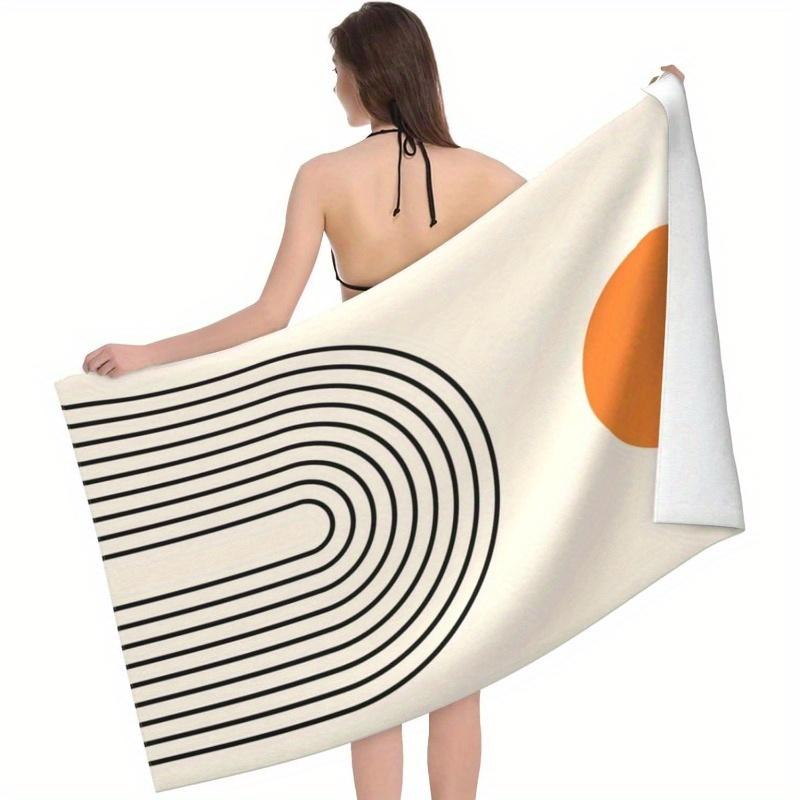 Bohemian Aesthetics Minimalist Beach Towel, Soft Absorbent for Bathroom Pool Camping Travel