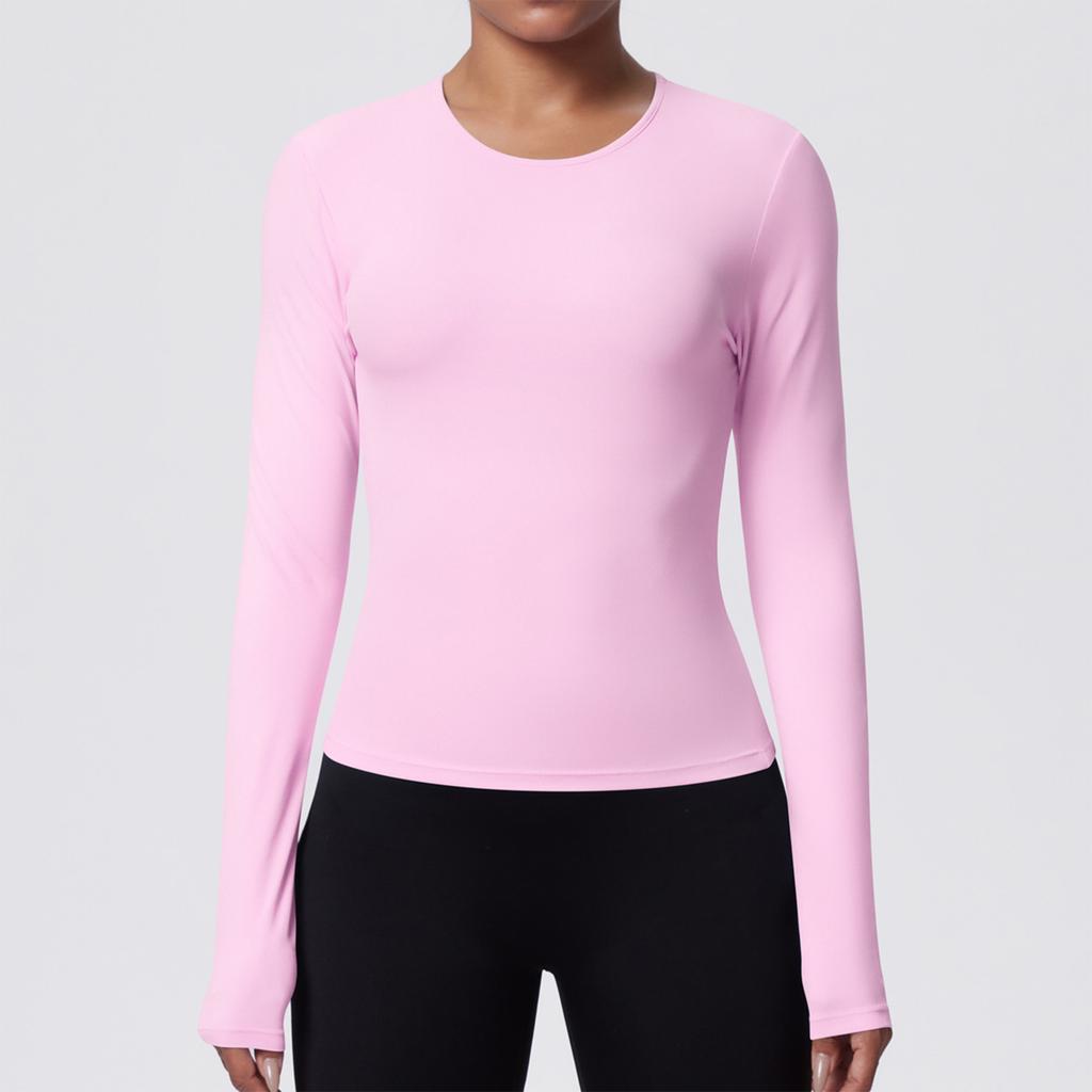 Women's Fashionable Color Slim Fit Long Sleeved Breathable Yoga Suit T-shirt Running Training Fitness Top