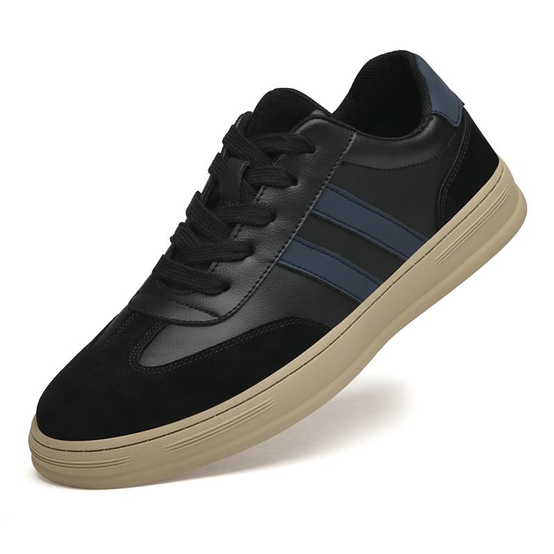 

Высококачественные мужские кроссовки из натуральной кожи, мужские вулканизированные туфли 2024 года, повседневная обувь для мужчин, для отдыха, прогулок, скейтбординга класса люкс 45 чёрный