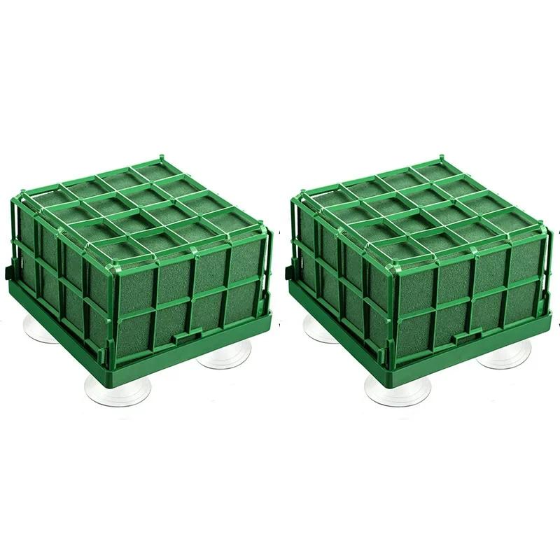 1/2 SZT Kwadratowa Klatka z Gąbki Florystycznej Uchwyt na Kwiaty Gąbka Florystyczna do Świeżych Kwiatów Klatka Miska na Element Centralny Stołu Kompozycja Florystyczna