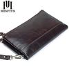 Men Brand Organizer Wallets Genuine Leather Double Zipper Clutch Bag Man Cow Leather Long Purse Multi-function Phone Bag