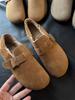 Birkenstock Shoes Women's 2025 New Winter Velvet All-inclusive Leather Spring and Autumn Single Shoes Flat-bottomed One-pedal Doudou Shoes Cotton Sho