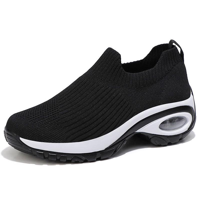 New fly-woven women's shoes thick-soled and lightweight running shoes, comfortable and heightening air cushion shoes for women