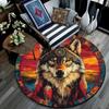 Wolfsgeist Runder Teppich, Teppich für Wohnzimmer Schlafzimmer Sofa Spielzimmer Dekor, Rutschfeste Bodenmatte