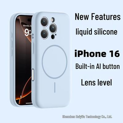 Custodia Magnetica in Silicone a 16 Pulsanti per iPhone 15 Pro Max con Design Lenti a Filo