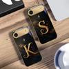 Magical letters "K S A" For IPhone 17Pro Max 16 17 Pro oMax 15 Pro 14 13 Plus 12Mini 11ProMax XR 16E Air Golden glass phone case