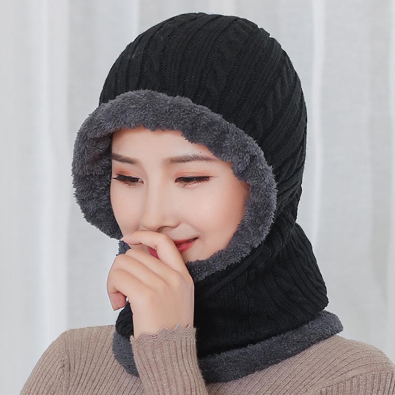 

Elderly Women s Winter One Piece Hat for Neck and Head Protection Senior Windproof Pullover Integrated Wool Hat Thickened Warm Twist One-Piece Hat - Black