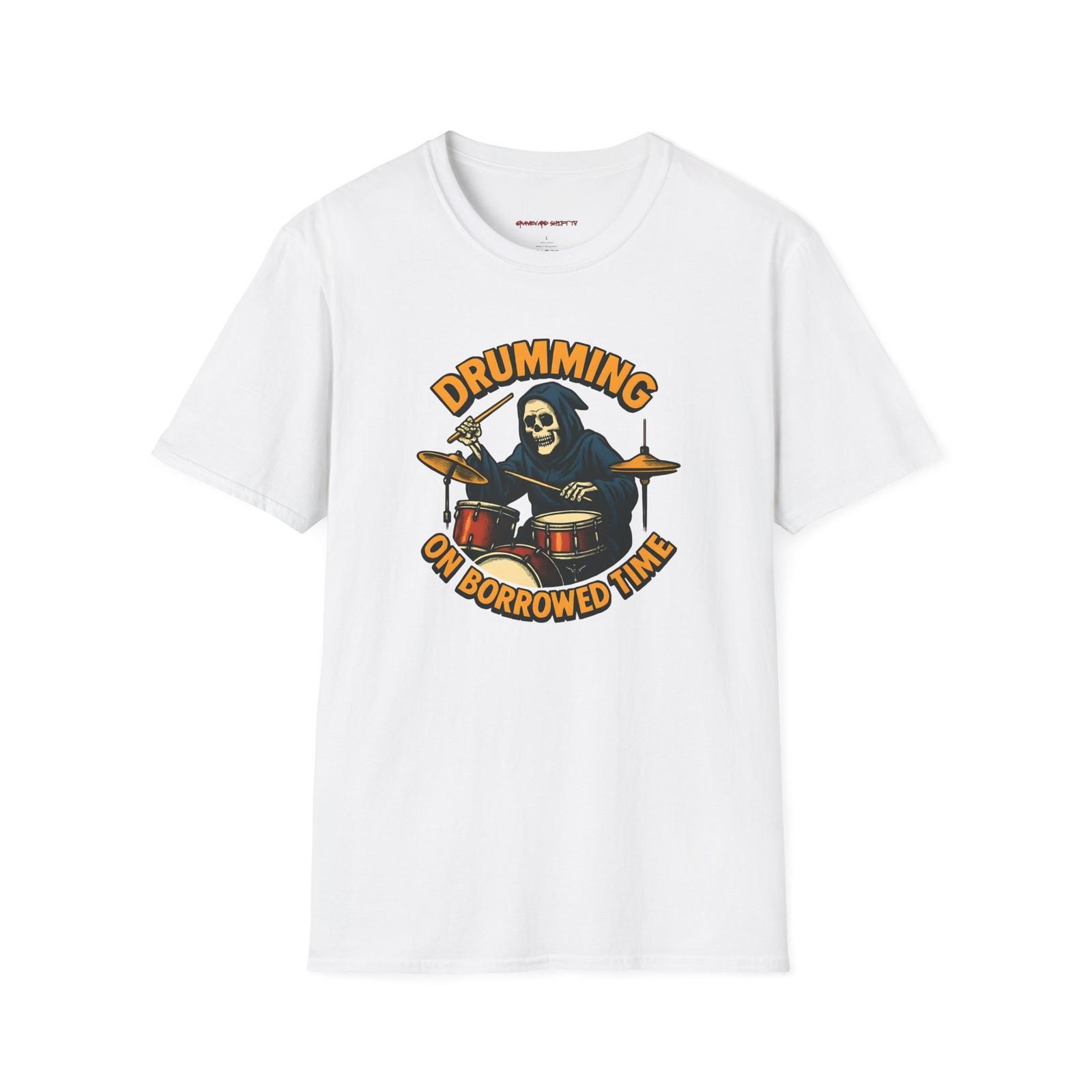Grim Reaper Music Shirt, Drummer Tee, Softstyle Unisex T-Shirt, Musician Gift, S