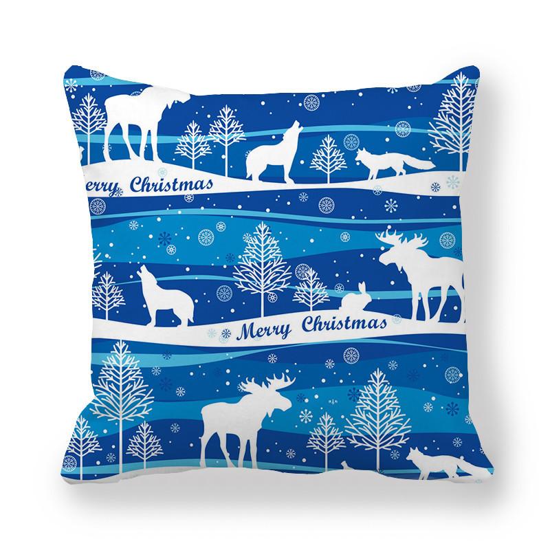 Creative And Unique Christmas Deer Digital Printing Short Plush Pillow Covers For Car Sofa Office Cushion Cover Home Goods