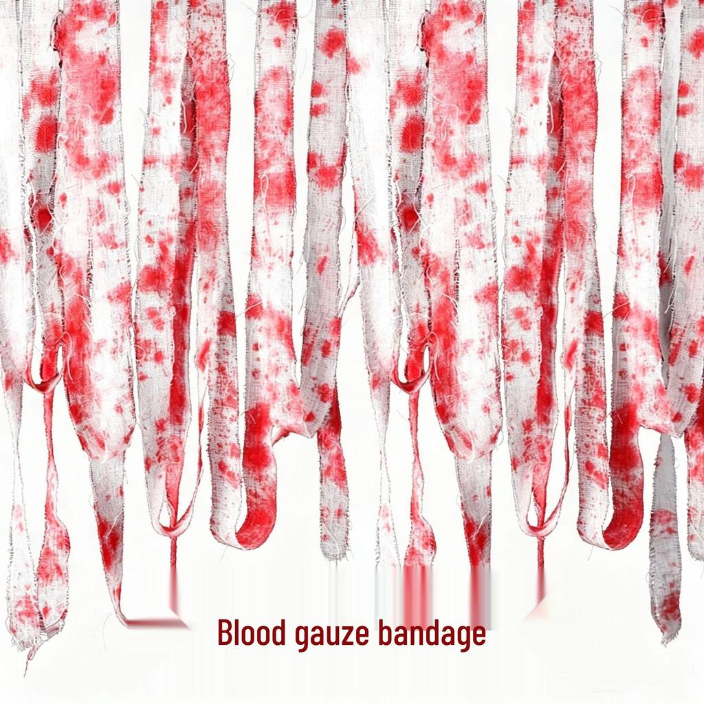 Halloween Blood Cloth Bandages & Caution Tape for Haunted House & Escape Room Decor