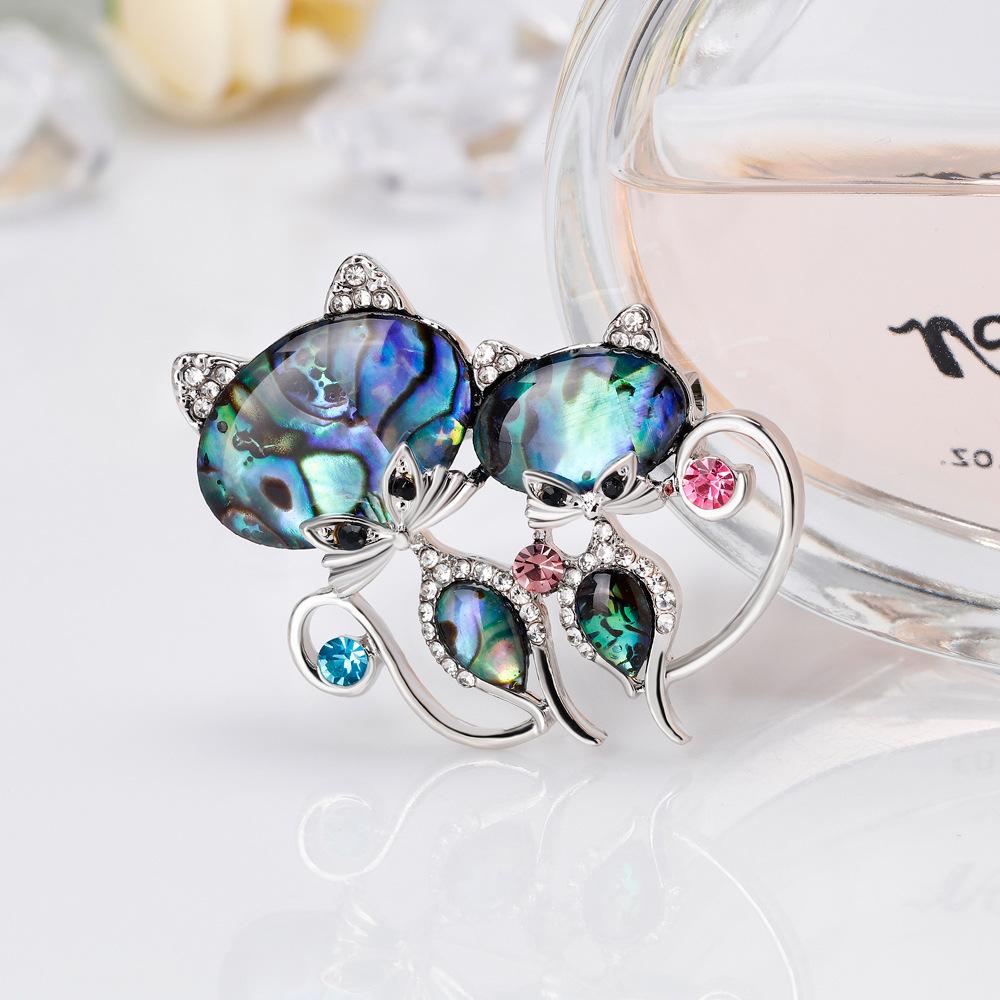 Blucome Fashion Shell Series Pin Wild Cartoon Cat Popular Brooch