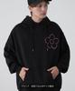 IMPROMES Hooded Sweatshirt [SIDEWAYSTANCE] Embroidered Flower Fleece Pullover Hoodie, Men's, Black