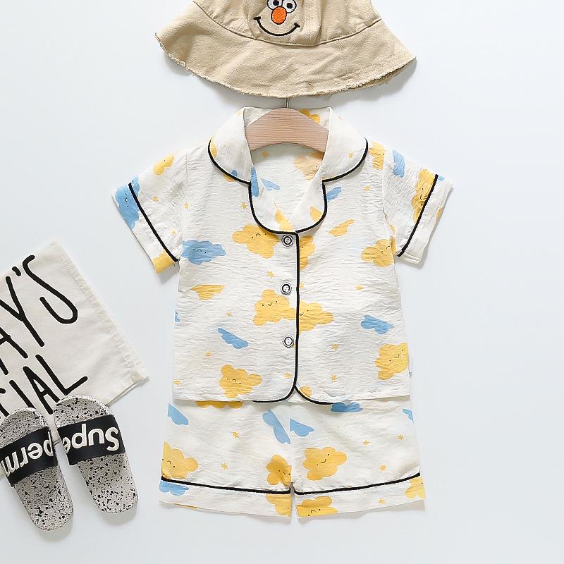 BB58 Mufurui Summer Kids' Silk Bear Cartoon Pajama Short Sleeve Two-Piece Set